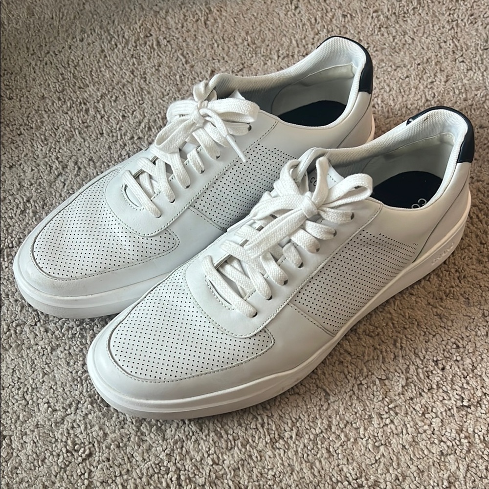 Cole Haan White Leather Sneakers Breathable Design